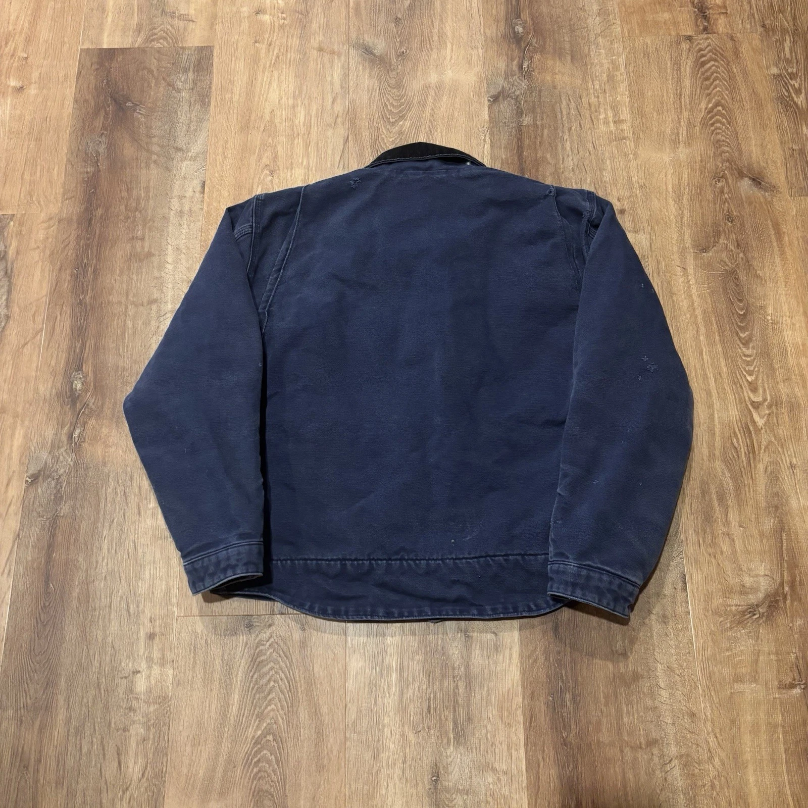 Vintage Carhartt Detroit Jacket Mens Medium Blanket Lined Faded Blue Distressed image 6