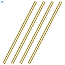4 Pieces 12 inches 1/4 inch Brass Rods, Sutemribor Solid Round Golden 