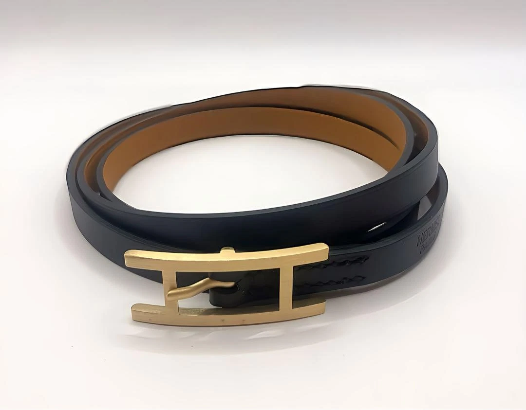 HERMÈS Hermes Api Bracciale Lungo Pelle Nero Ottimo Us Noatola Scatolaco Auten