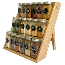 Pacific Moon Tree Bamboo Spice Rack and Organizer, 3-tier Seasoning Spice Jar...