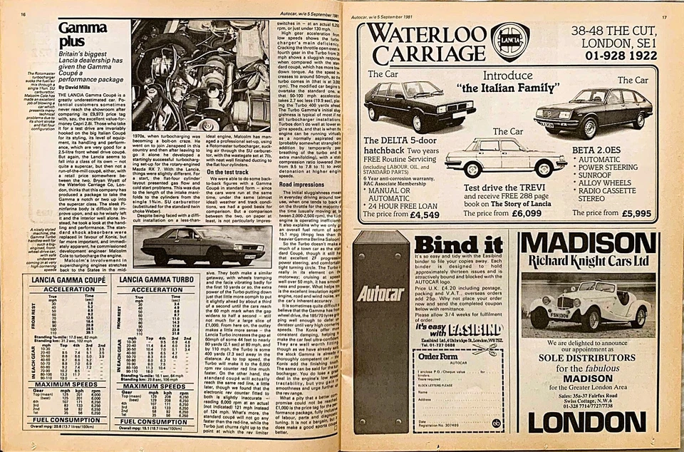 AUTOCAR MAGAZINE 05-SEP-81 - Ford Granada 2.8i, Fiesta XR2, Lancia Gamma Turbo - Image 4 of 4