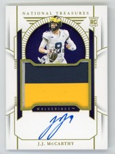2024 National Treasures JJ McCarthy /10 Gold Rookie Patch Auto RC Vikings