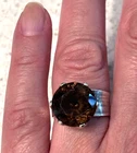 Vintage Mexico Sterling Silver TAXCO Cognac SMOKEY WRAP COCKTAIL RING large 8 9