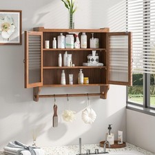 Wooden Wall Cabinet With Towel Rack Kitchen Cubby Medicine Cabinet