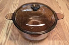 Vtg Visions Corning Ware Pyrex Amber 4.5L Glass Dutch Oven Stock Pot & Lid