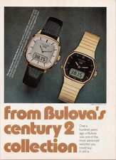 Bulova Accutron Quartz Alarm Watch Print Ad 1970s Vintage Collectible