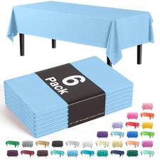Light Blue Plastic Tablecloth 6 Pack 54 x 108in Rectangle Table Cover