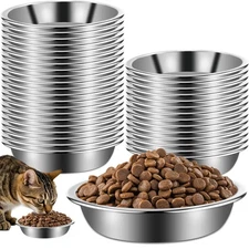 12Pcs Cat Bowls,Stainless Steel Cat Food Bowls,Metal Cat Dishes Whisker Fatig...