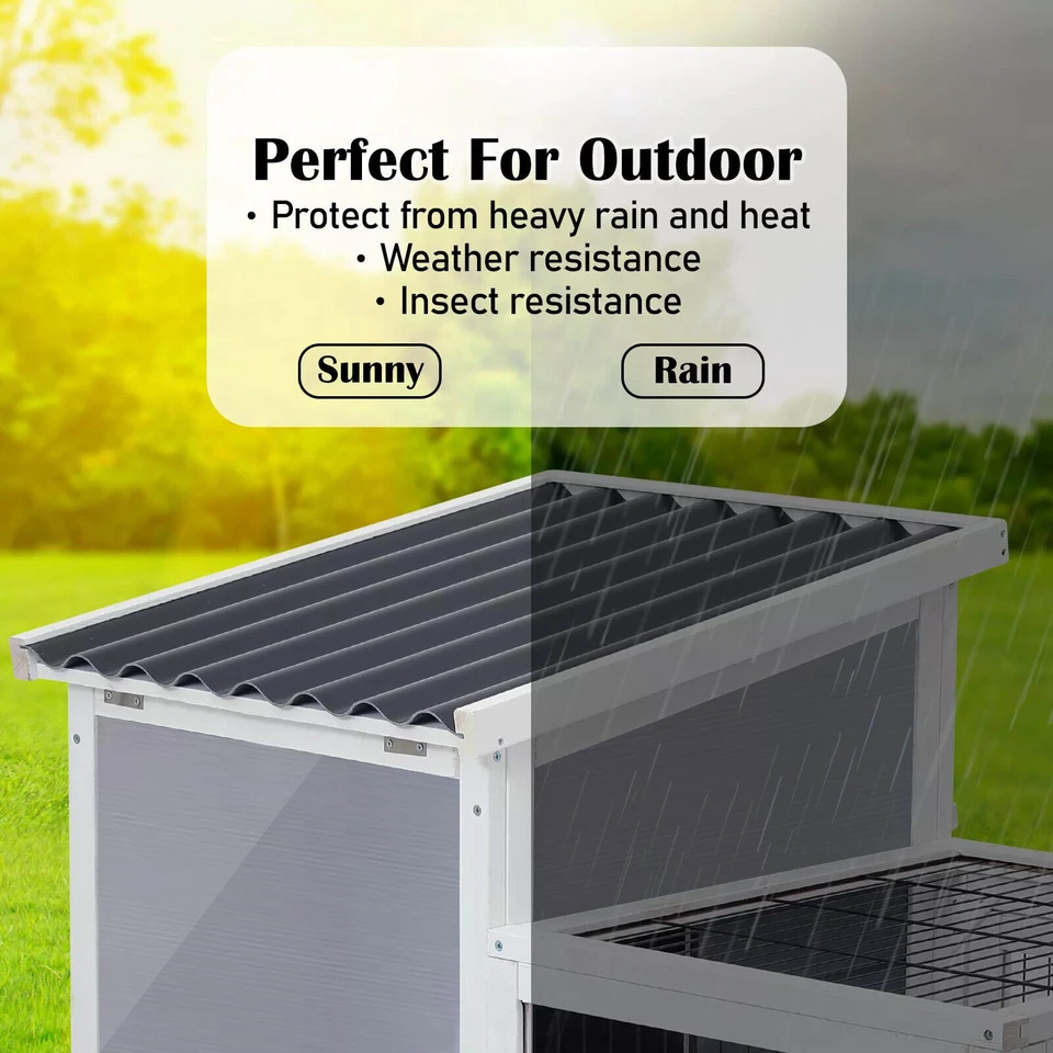 Rabbit Hutch Chicken Coop Run 2 Storey Cage Large Pet House Metal Outdoor - image 4 of 4