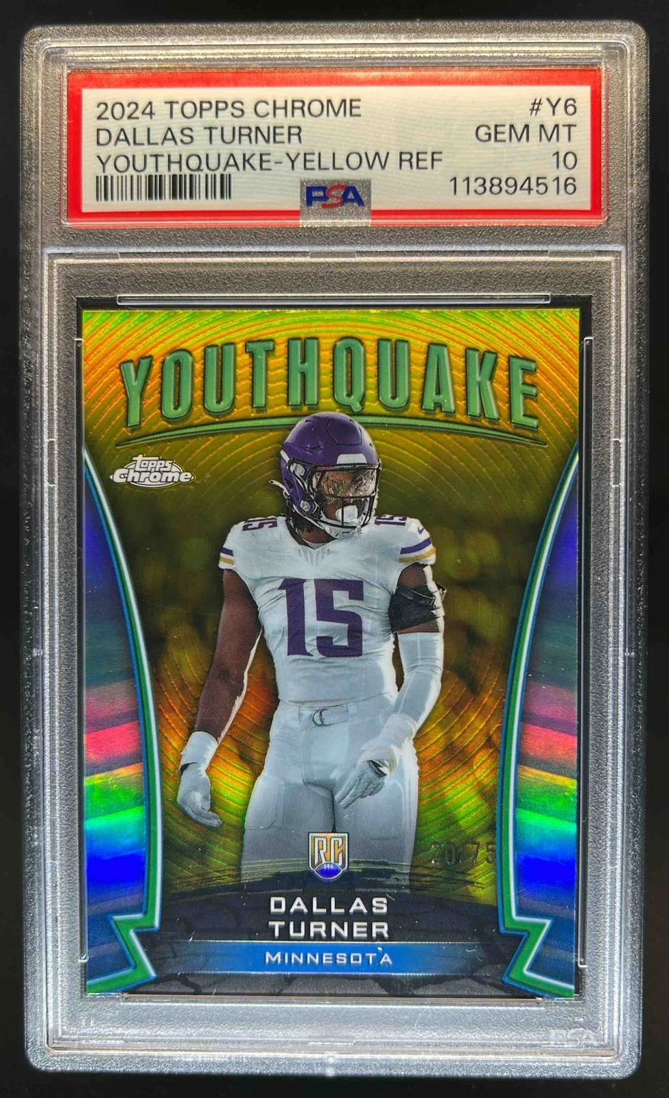 Dallas Turner Topps Chrome Youthquake #Y6 Yellow Refractor