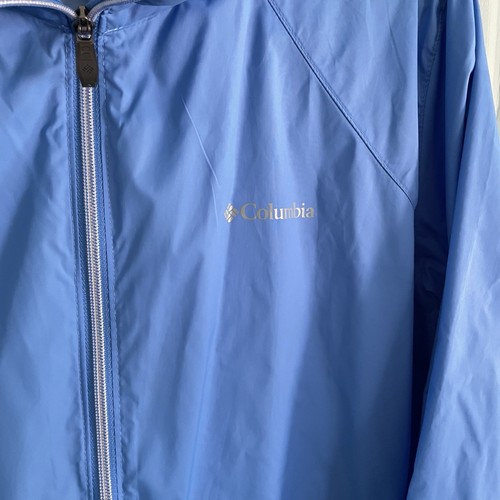 Columbia Windbreaker Women’s XXL Blue Zip Up Hidden Hood Nylon Athletic Hiking - Picture 2 of 15