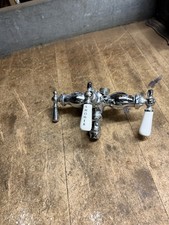 Vintage Bathroom Bathtub Claw Foot Tub Shower Faucet Porcelain Handles Brass USA