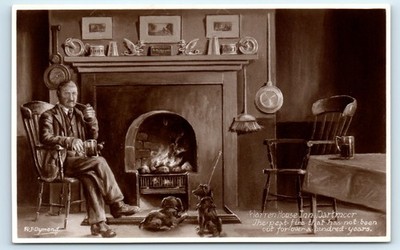 POSTKARTE WARREN HOUSE INN R J DYMOND TORFBRAND SEIT 100 JAHREN NICHT MEHR AUSGEGANGEN - SCHICK