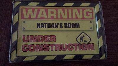 Warning Under Construction Kids' Room Tin Name Plate Sign 5x7 - Assorted Names