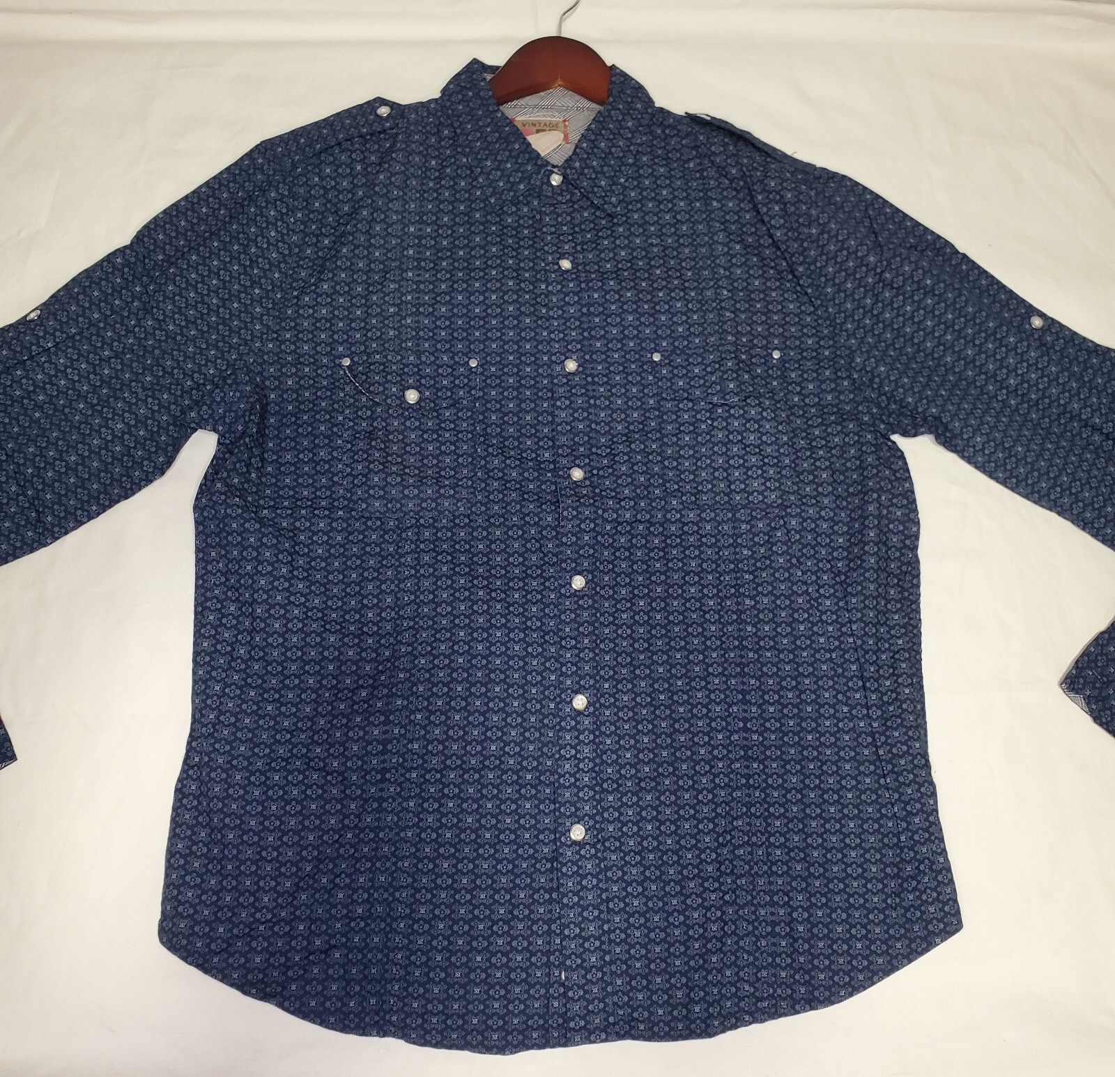 Men's Button Down long sleeve Blue  pattern contr… - image 2