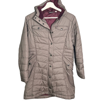 Ibex Taupe Quilted Merino Wool Fill Full Zip Hooded Jacket Women's Size Small 