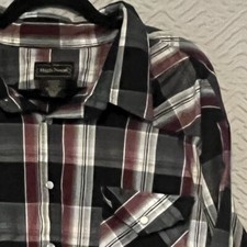 High Noon Men s 3XL Western Pearl Snap Long Sleeve Plaid Shirt Cowboy Red Black