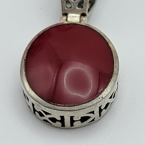 Vintage Silpada Sterling Silver Filigree Red Carnelian Oval Pendant 1.25" - Picture 2 of 9