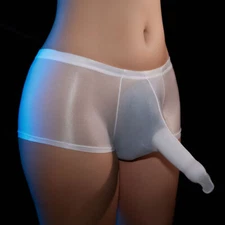 Mens Ultra-thin Oil Shiny Glossy Boxer Shorts Underwear Bulge Pouch Boxer Briefs