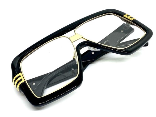 Oversize Vintage Retro Style Clear Lens EYE GLASSES Large Big Black & Gold Frame - Picture 5 of 6