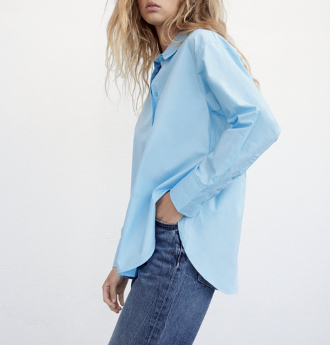 ZARA NEW WOMAN COLORS POPLIN SHIRTS TOP NEON BLUE 3067/005 2558/336 XS - XL  | eBay