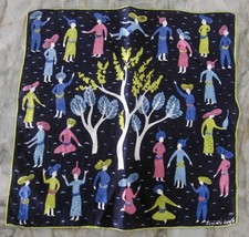 Vtg Tammis Keefe Signed Handkerchief Hankie Hanky Ethnic Turban 14" x 14" Rare