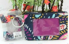Vera Bradley Lighten Up Zip ID Case and Lanyard Set Painted Paisley