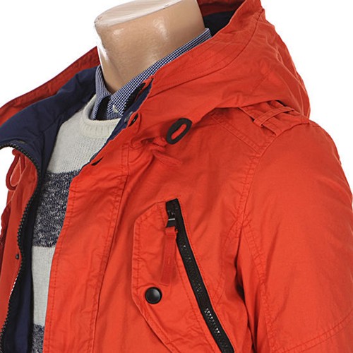 TBJ Mens Casual Semi Long Hooded Zip Up Jacket Jumper Orange Size M NWT - Picture 7 of 9