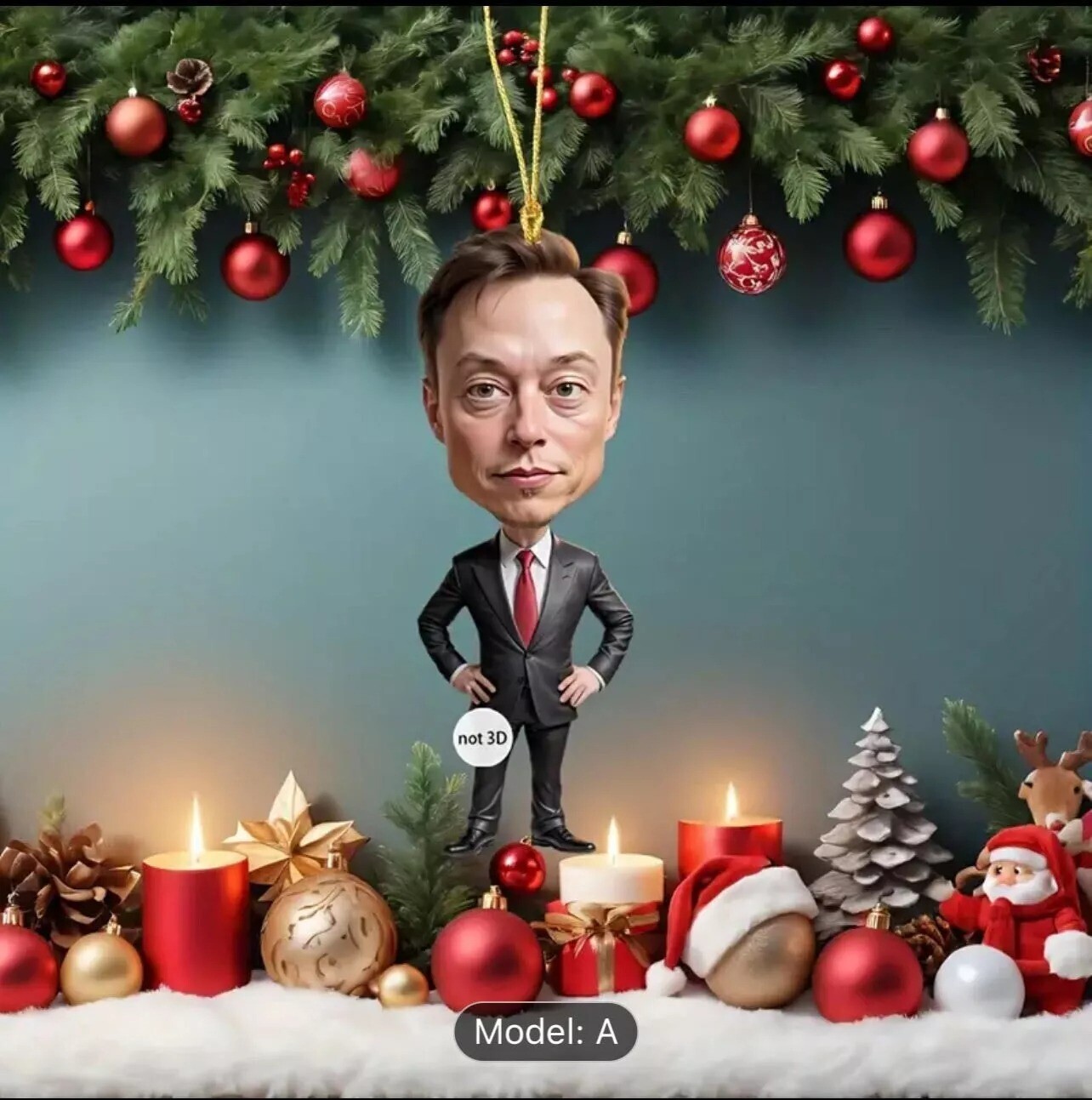 Elon Musk Christmas Tree Ornament Acrylic Decoration 2D