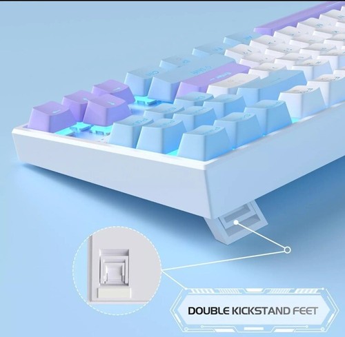 Mechanical Gaming Keyboard Blue & White Keycaps USB wired MageGee 75% NIB - Picture 19 of 24