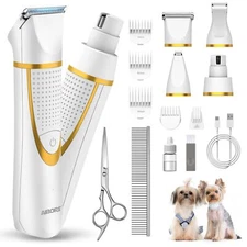 Small Dog Grooming Kit 4 in 1 Electric Cordless Dog Paw Trimmer with Nail Gri...