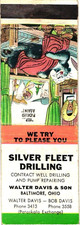 Baltimore Ohio Silver Fleet Drilling Walter Davis & Son Vintage Matchbook Cover