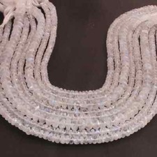 1 Strand White Rainbow Moonstone Roundle Beads ,Faceted Gemstone Rondelles bead