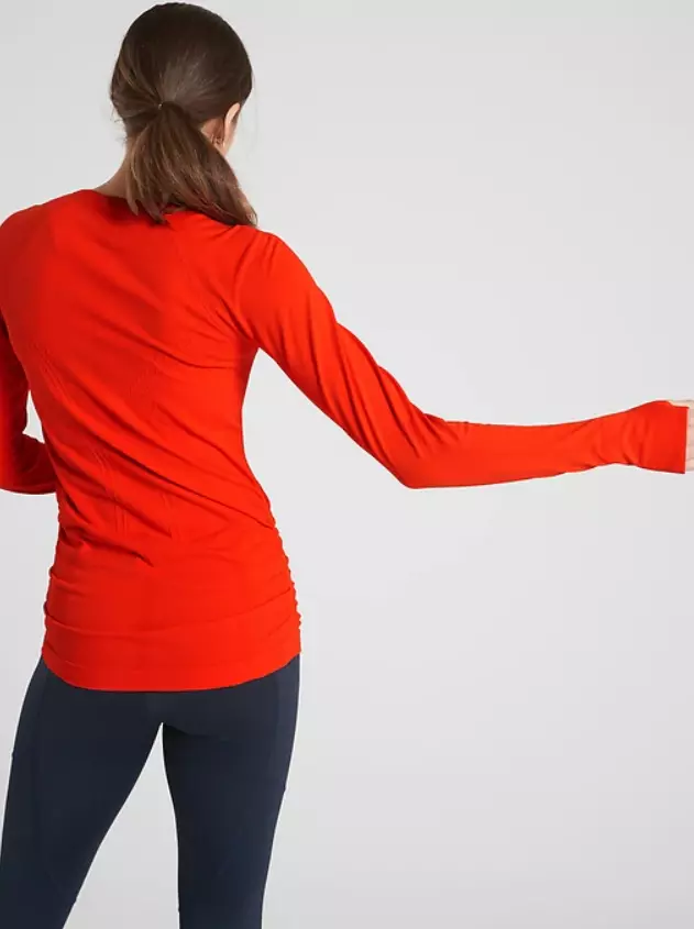 athleta speedlight seamless ruched wool blend athletic shirt