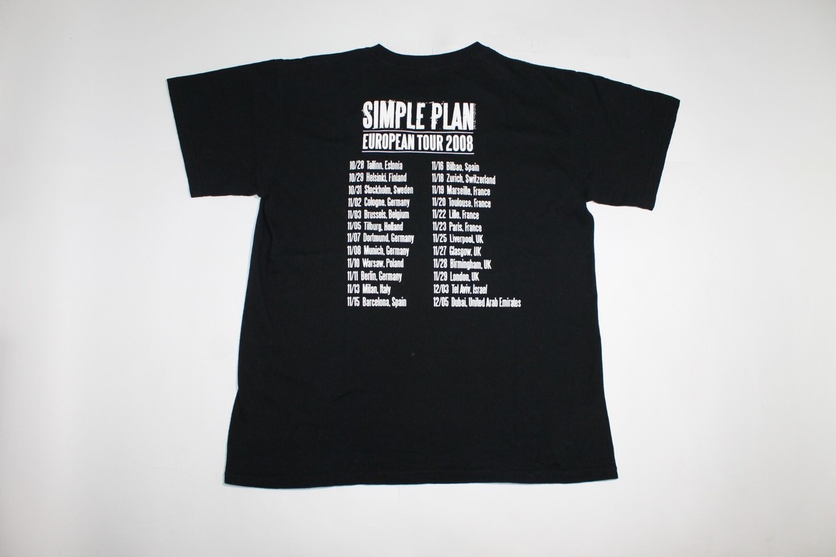 Simple Plan Shirt European Tour 2008 Pop Punk Band Men's Tee