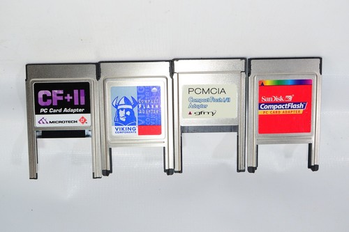 Adaptadores de tarjetas de PC Compact Flash PCMCIA CF lectores de memoria PROBADOS (Lote de 4)