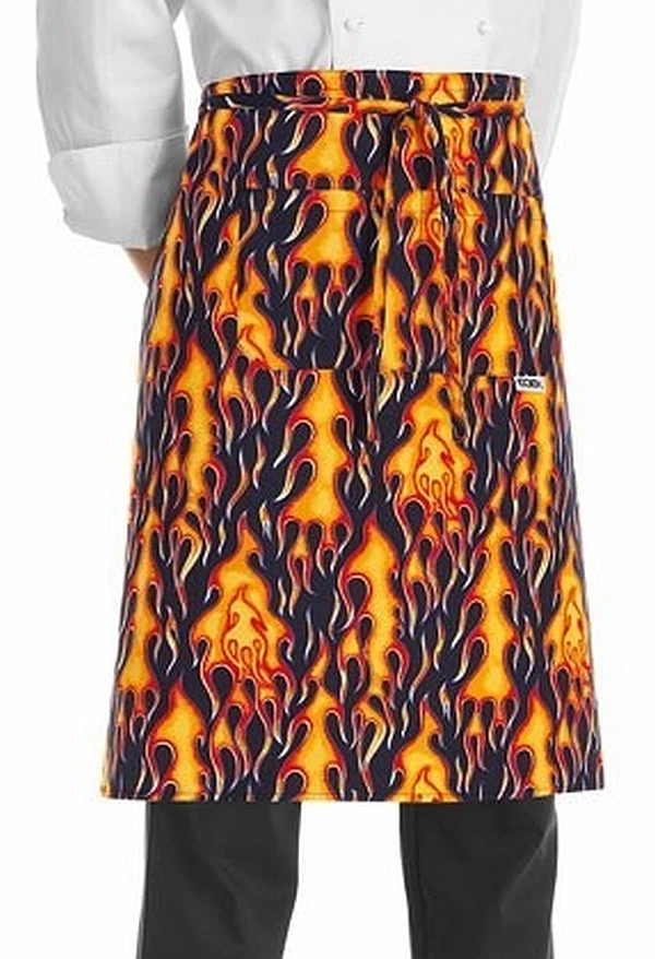 EGOCHEF Vorbinder Vorstecker Devil Flames (Flammen) Kochschürze 65x70cm ★KULT★