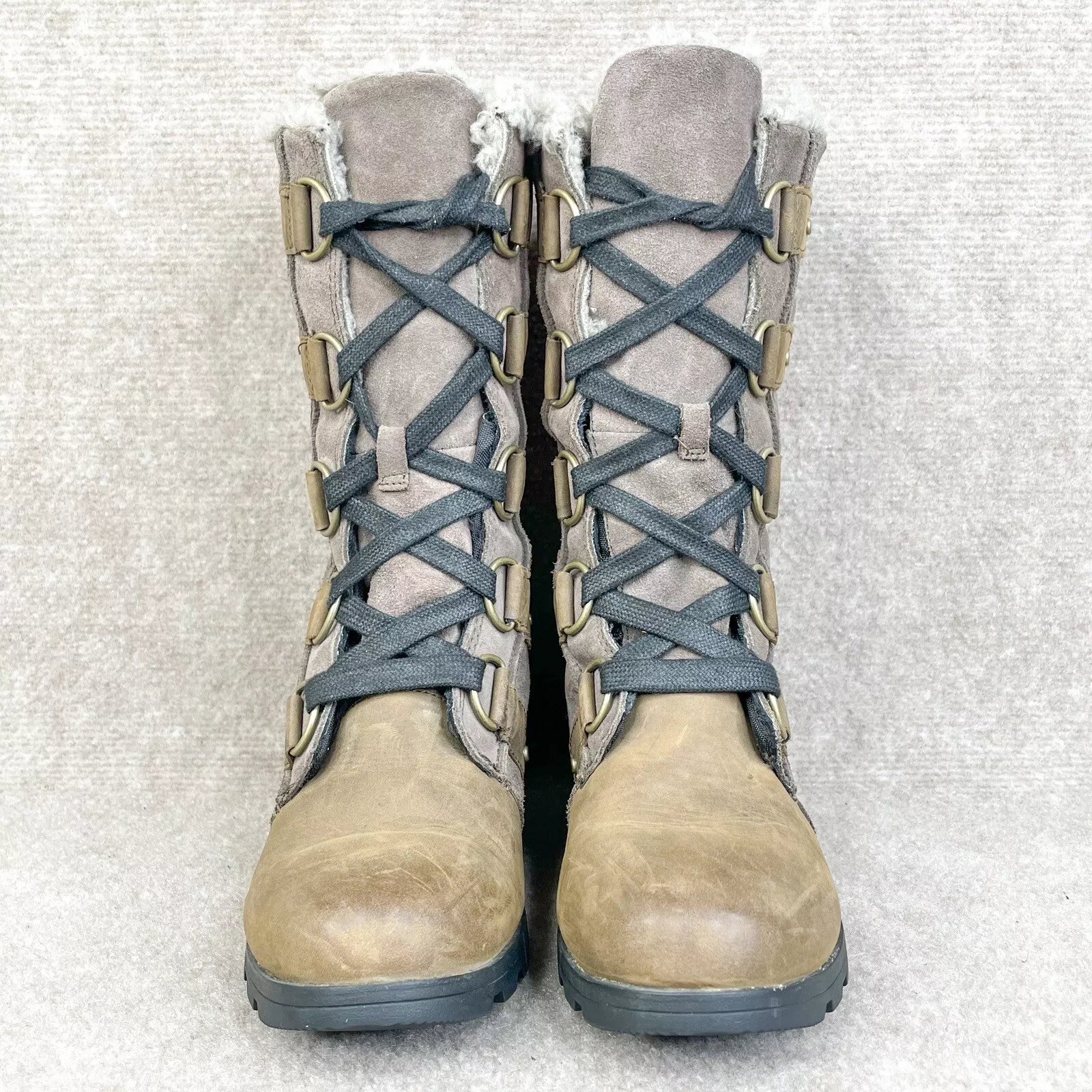 sorel emilie lace up waterproof winter faux shearling boots