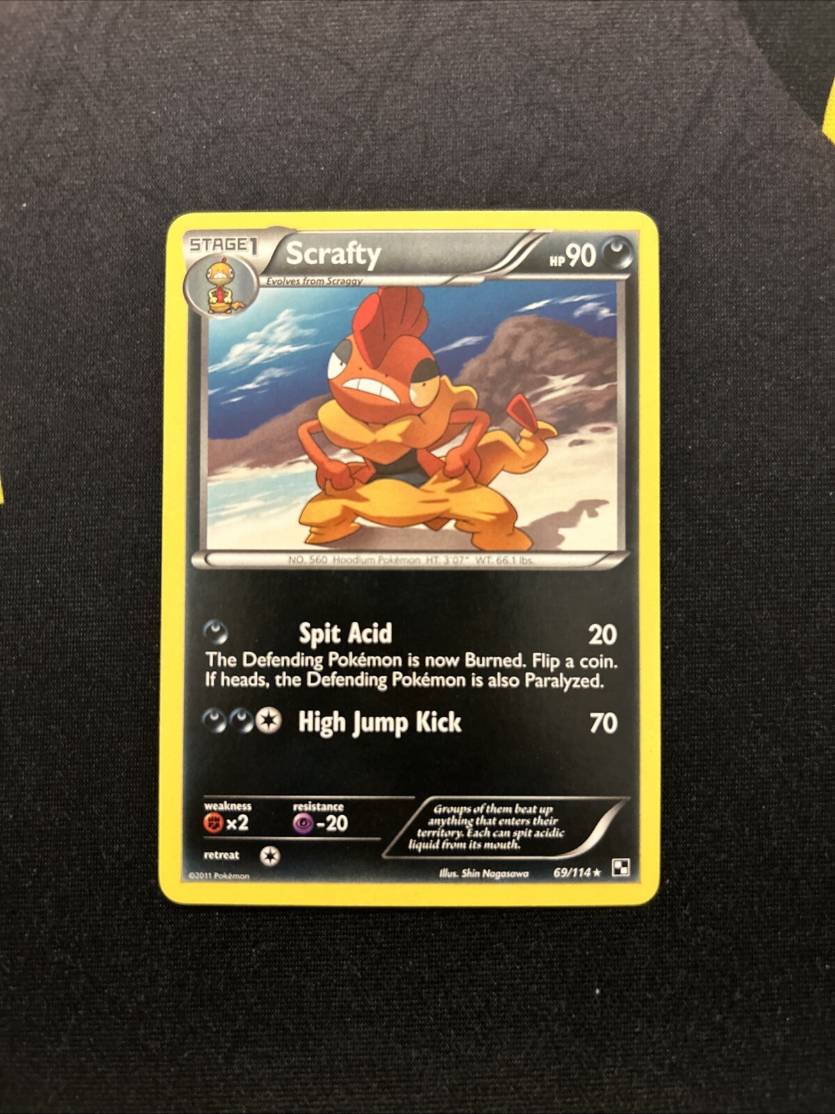 Scrafty 69/114 NM/LP -Vintage Rare Pokémon Card- Black And White (7c)