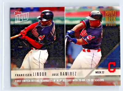 2018 Topps Now Moment of the Week Gold /343, Lindor and Ramirez #MOW-22W