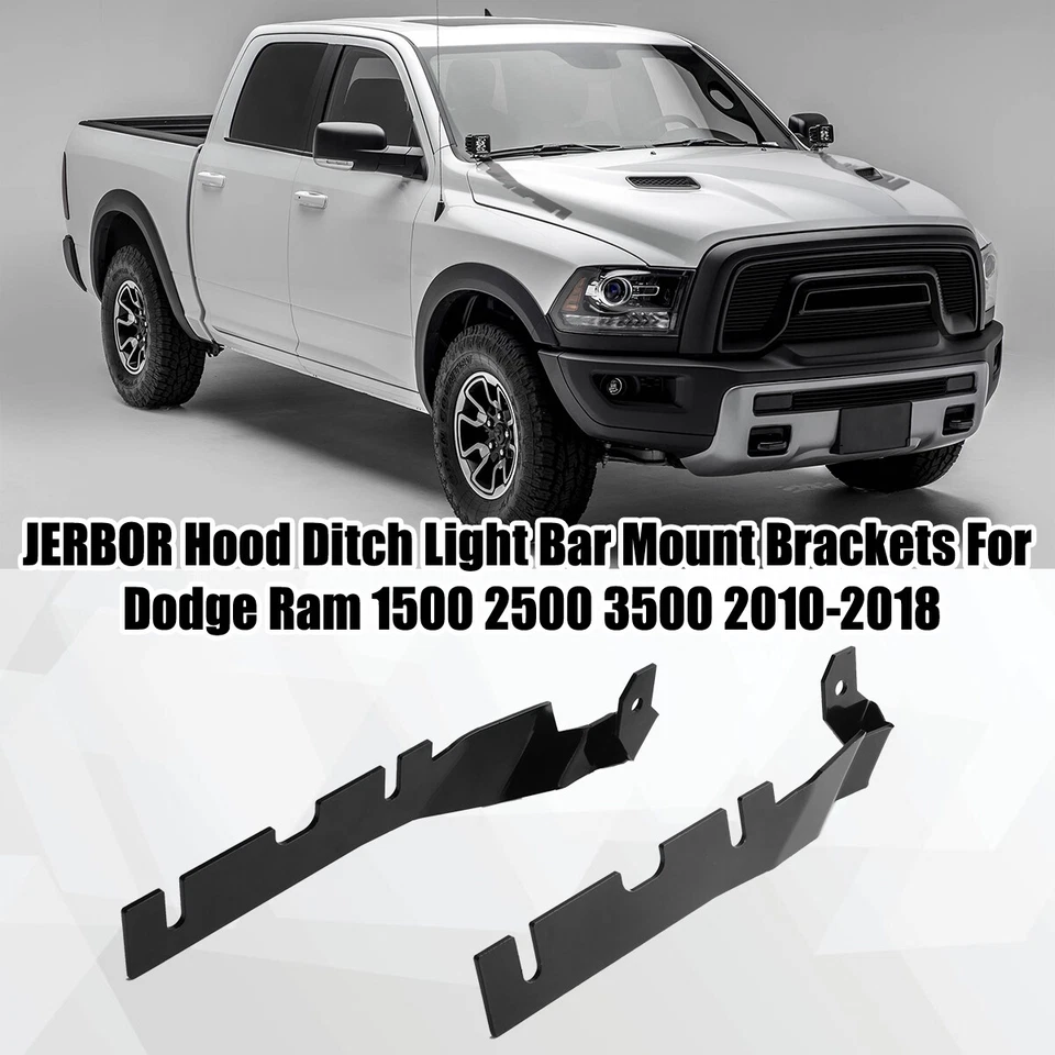2PCS Hood Ditch Light Bar Mount Brackets For Dodge Ram 1500 2500 3500 2010-2018 - image 3 of 4