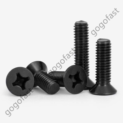 M2 - M4 Black 304 Stainless Steel Phillips Countersunk Flat Head Machine Screws