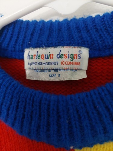 Vintage Harlequin Designs Zoo Sweater Cynthia McKinney Kids 5 5T Blue Red Lion - Picture 4 of 5