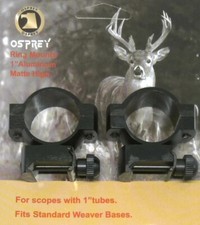 Osprey Global Aluminum 1" Matte High Scope Rings Fits Standard Weaver Base