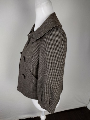 larry levine Womans Sz 4p Brown & Black Small Check Lt Weight Jacket S91 - Afbeelding 10 van 14