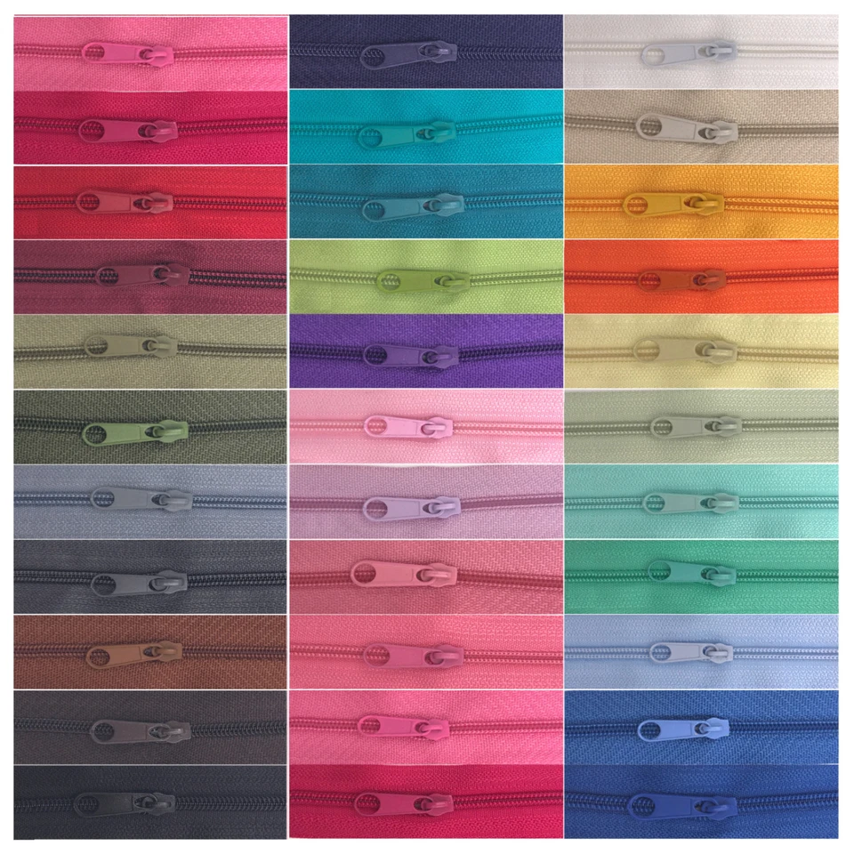 SOLA CONTINUOUS ZIP & SLIDERS No. 5 ZIPPERS CUSHIONS UPHOLSTERY SPIRAL #5 PER METER