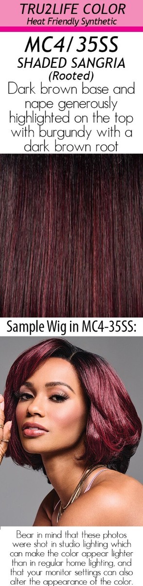 Kim Kimble Makayla Wig Average Tru2Life Curly Synthetic Sangria Dark Red Women MAKAYLA WIG - Kim Kimble Hair main image 3