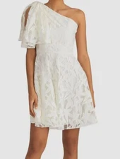 $599 Shoshanna Women's Ivory Leighton Asymmetric One-Shoulder Mini Dress Size 8