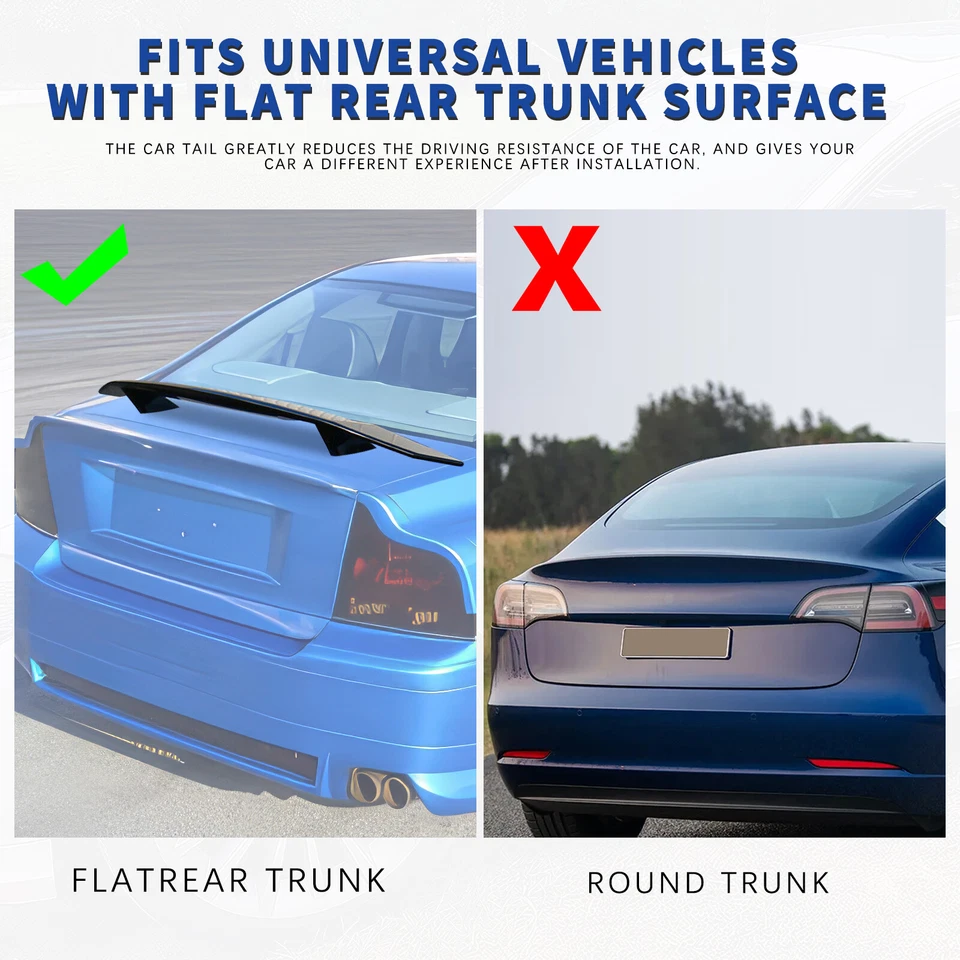 Alerón trasero de carreras estilo GT para maletero de coche brillante 47" sedán Volkswagen Jetta Foto 2 de 4