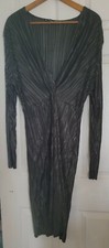 Pretty Little Thing Dress Women's Size 22 Green Pleat Cross Over Plunge Front